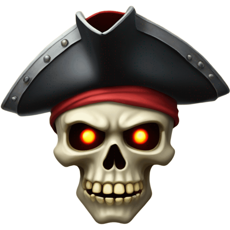 Scary pirate skull with glowing red eyes emoji