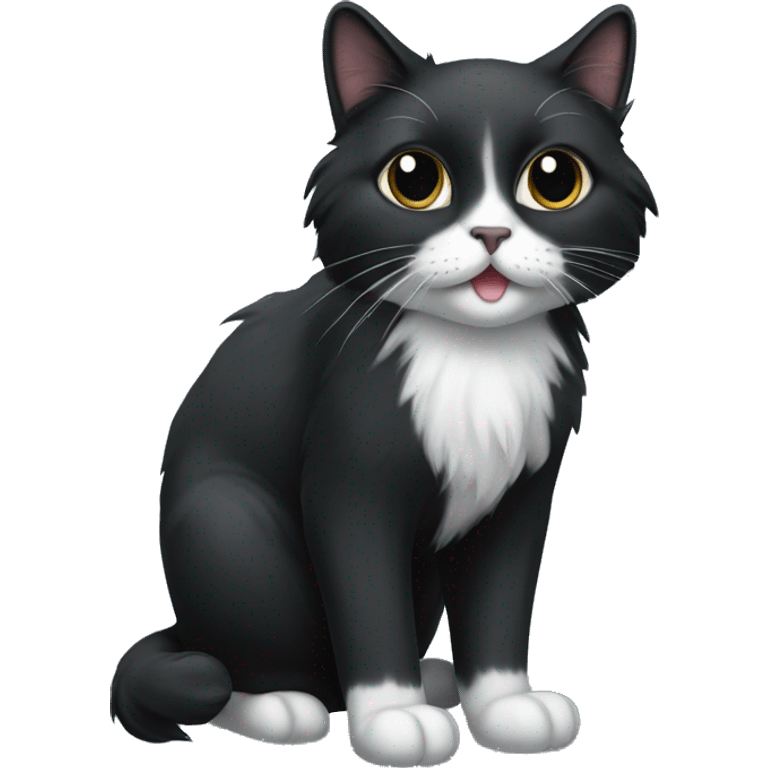 black long hair cat with black and white muzzle emoji