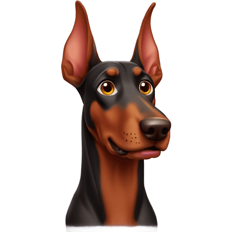 Red Doberman without cropped ears face facing front happy expression  emoji