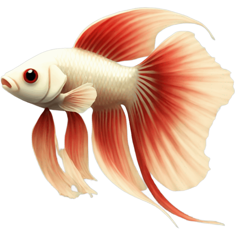 Short fins! Betta fish female with short red fins and a light beige body  emoji