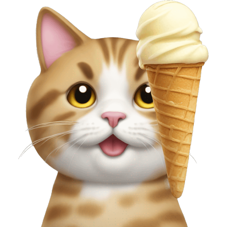 One cat and icecream emoji