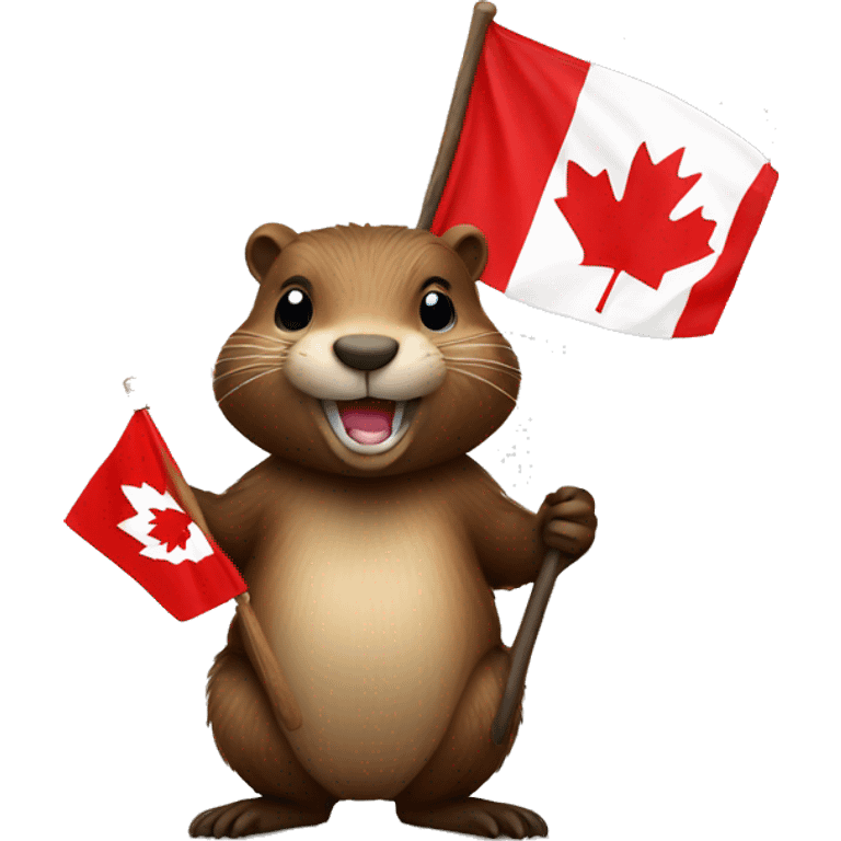 a beaver holding canadian flag emoji