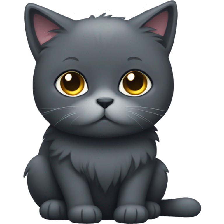 a sad fluffly dark grey cat emoji