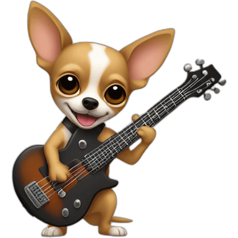 Chihuahua playing basse guitar emoji