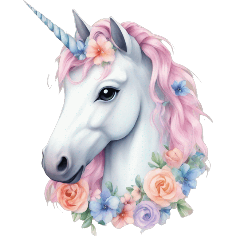 Watercolor floral unicorn feminine  emoji