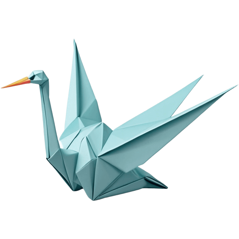 Cinematic Realistic Origami Crane Emoji, featuring a beautifully folded paper crane with crisp, delicate edges and intricate creases. The elegant structure casts soft shadows under warm, natural lighting, with a subtle texture of fine paper enhancing its serene and symbolic presence. emoji