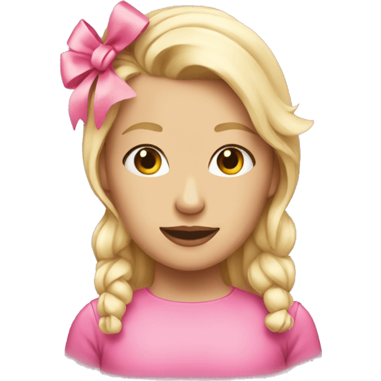 Blonde with pink bow emoji