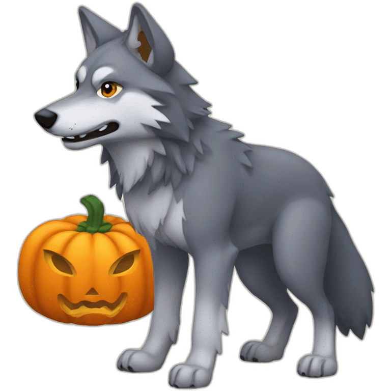 wolf-with-pumpkin emoji