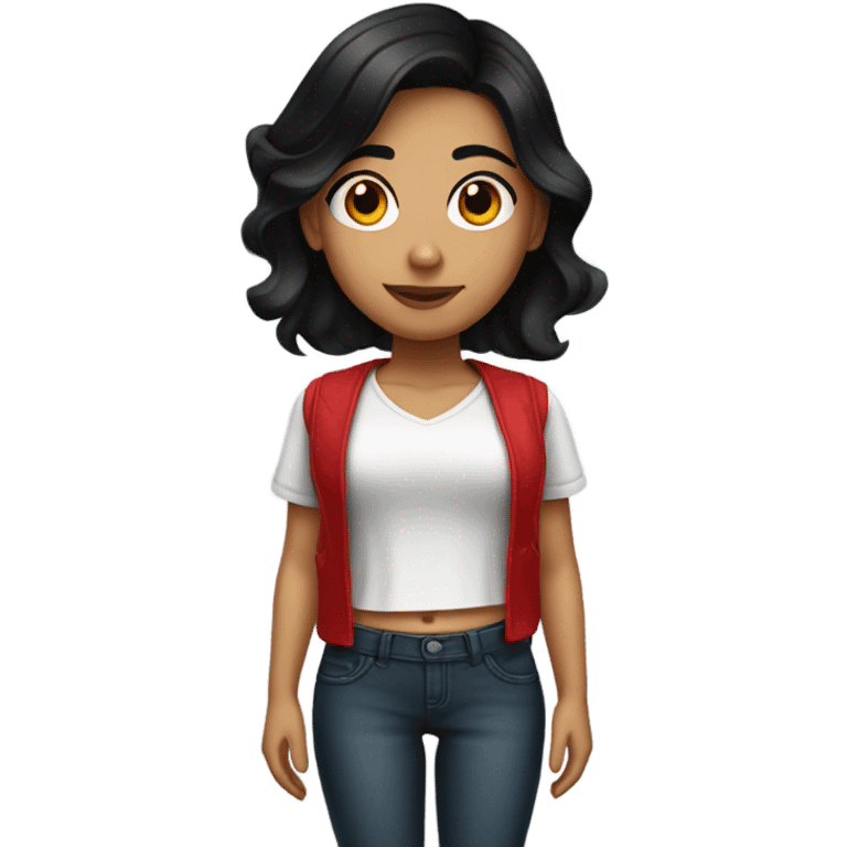 Mexican girl with black hair and red highlights  emoji