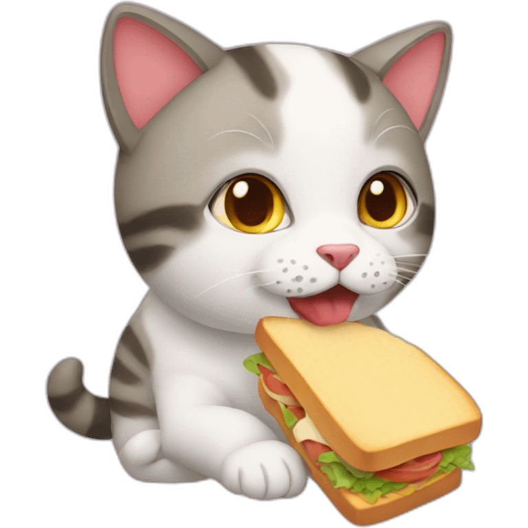 cute cat eating a sandwich emoji