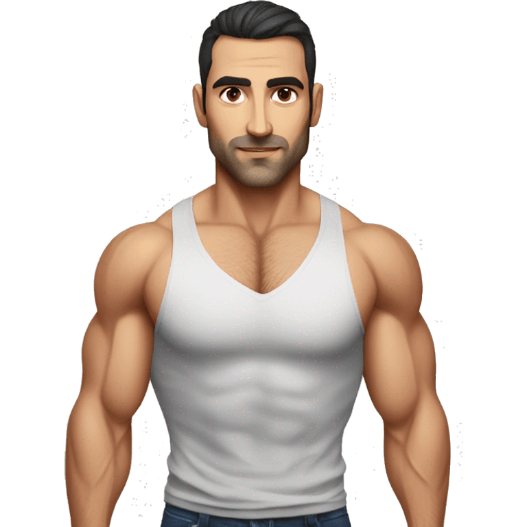 attractive, ripped, stylish armenian man, portrait, nutrionist emoji