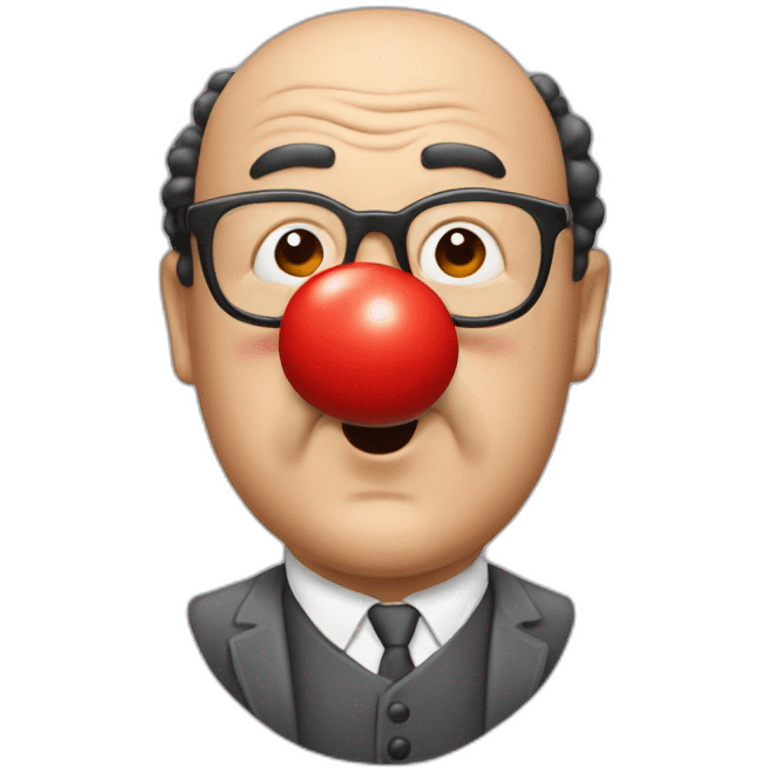 Coluche with a red nose emoji