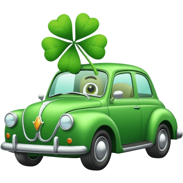 Retro clover driving a car emoji