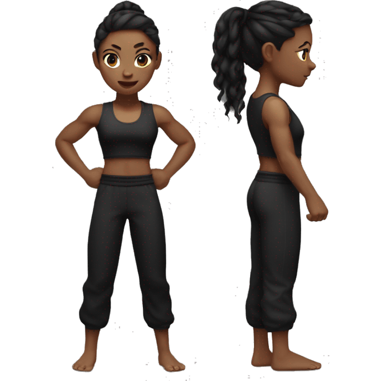 Muscular Girl in Black Tank Top and Black Karate Pants emoji