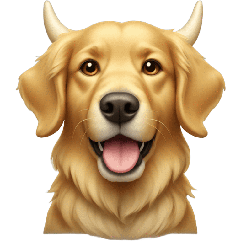 Golden retriever in Viking horns  emoji