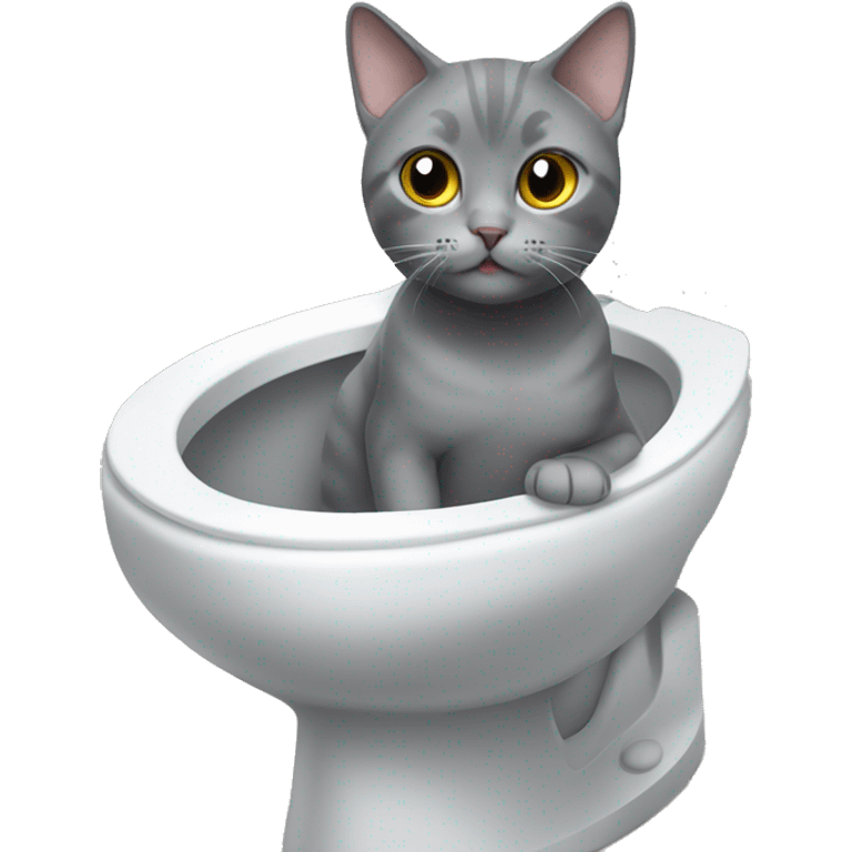 British short hair gray cat in toilet emoji