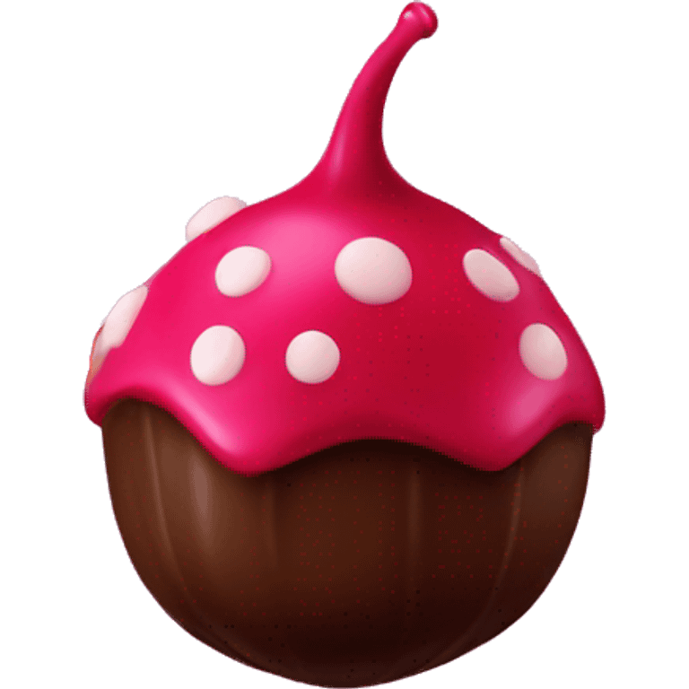 Fuchsia coated chocolate with red dots emoji