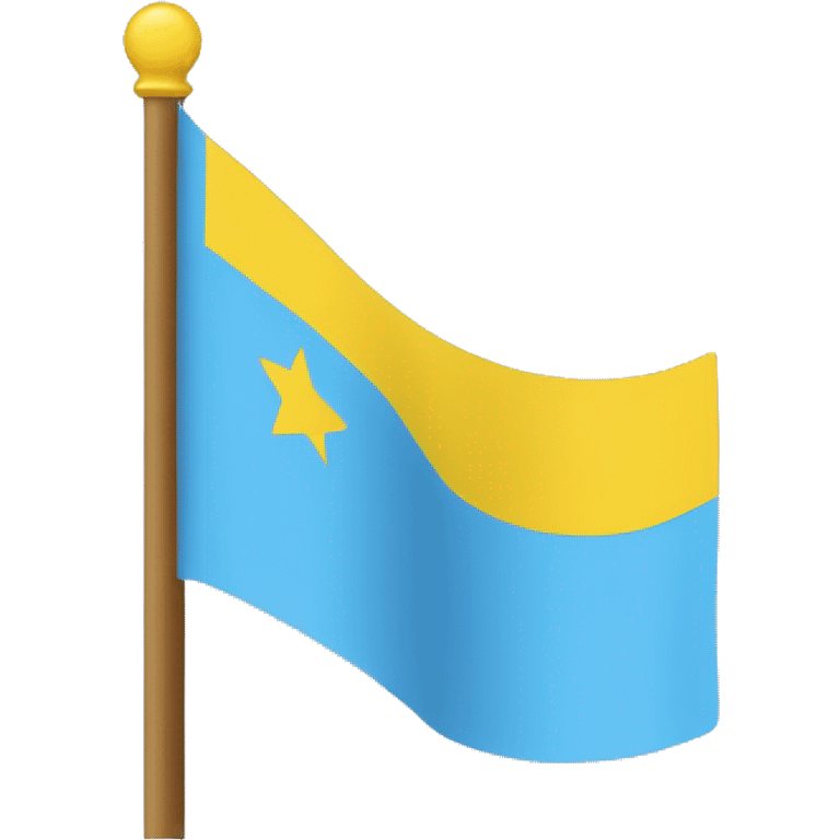 Flag with three stripes. The firs stripe is light blue, the second is yello and the third is light blue again. On the first ble stripe at the left there is a star with 8 angles and next to it to the right there is a half moon facing the star. emoji