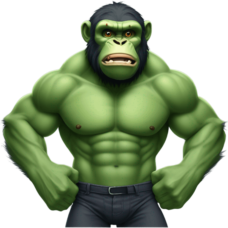 Green chimpanzee like hulk emoji