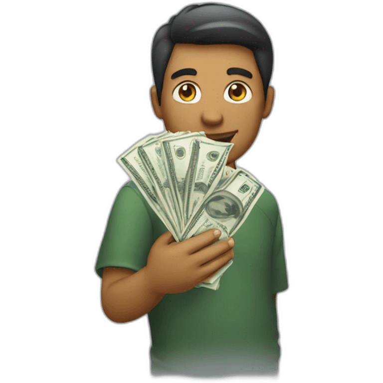 Holding money emoji