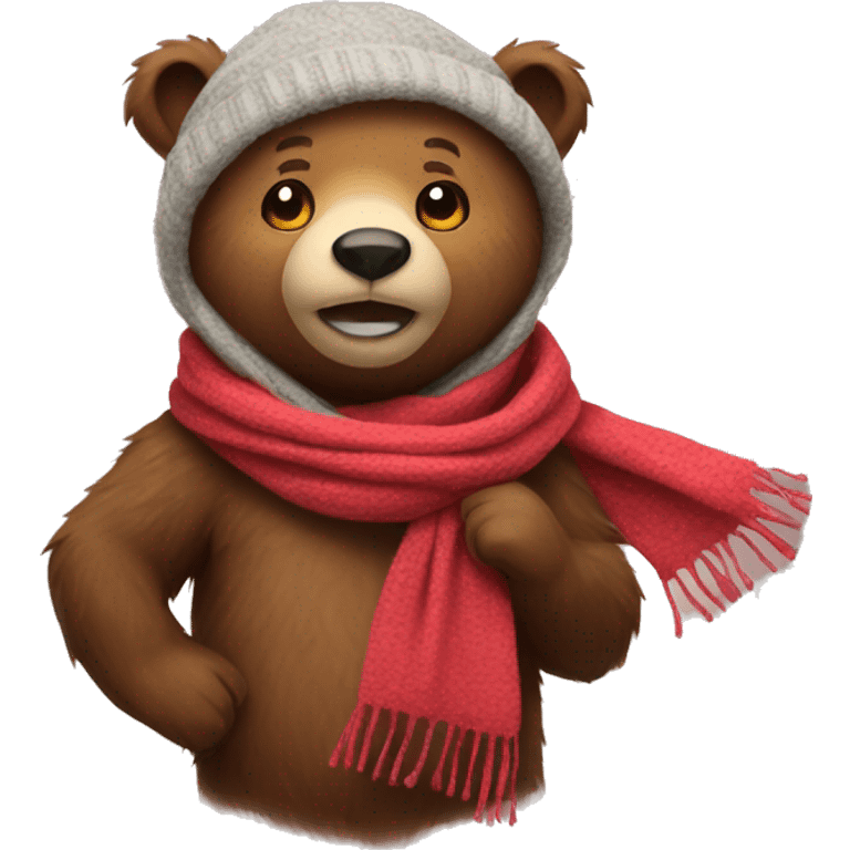 Bear with scarf emoji