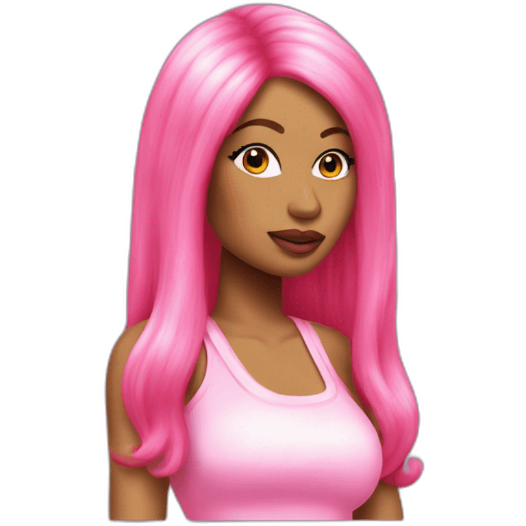 Nicki Minaj side eye pink wig pink clothes emoji