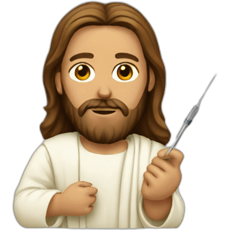 Jesus using a needle emoji