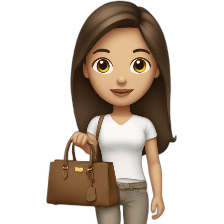 girl with brunette hair holding a birkin bag emoji