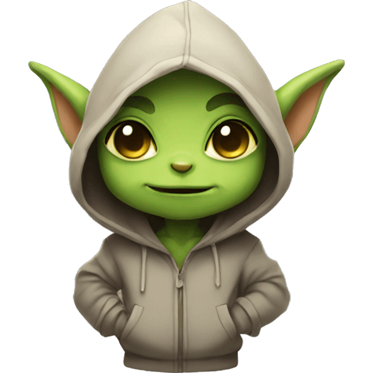 cute chibi goblin in a hoodie emoji