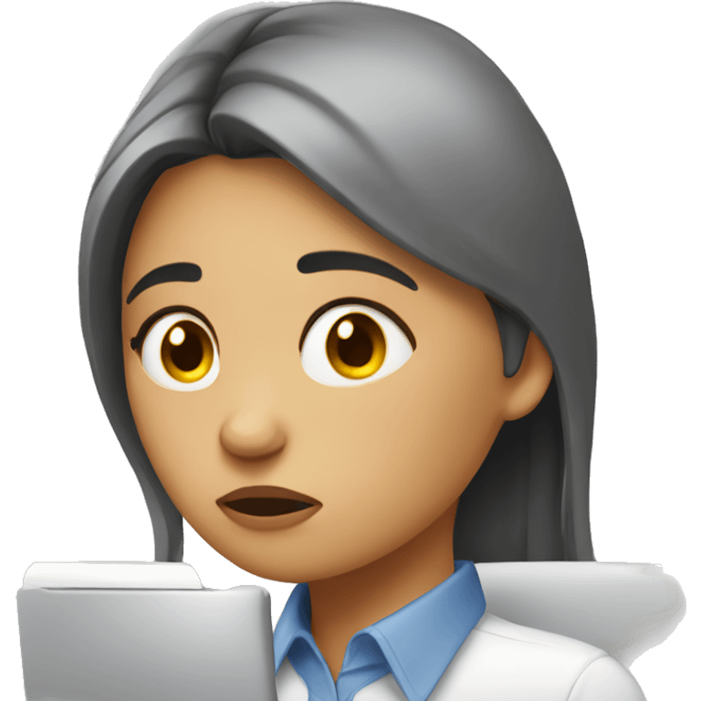 A tired girl in the office emoji