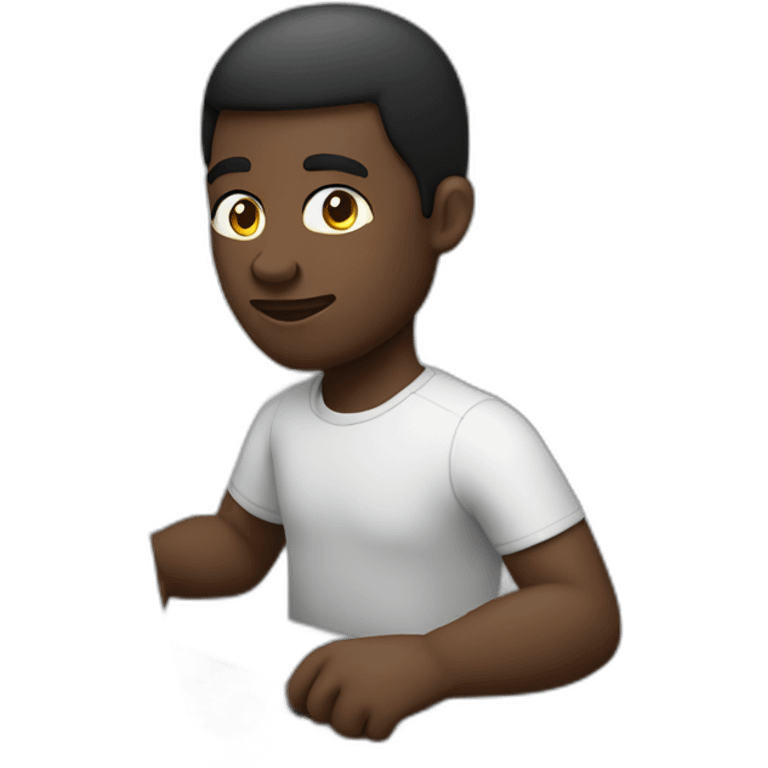 A black man coding faster on MacBook Pro emoji