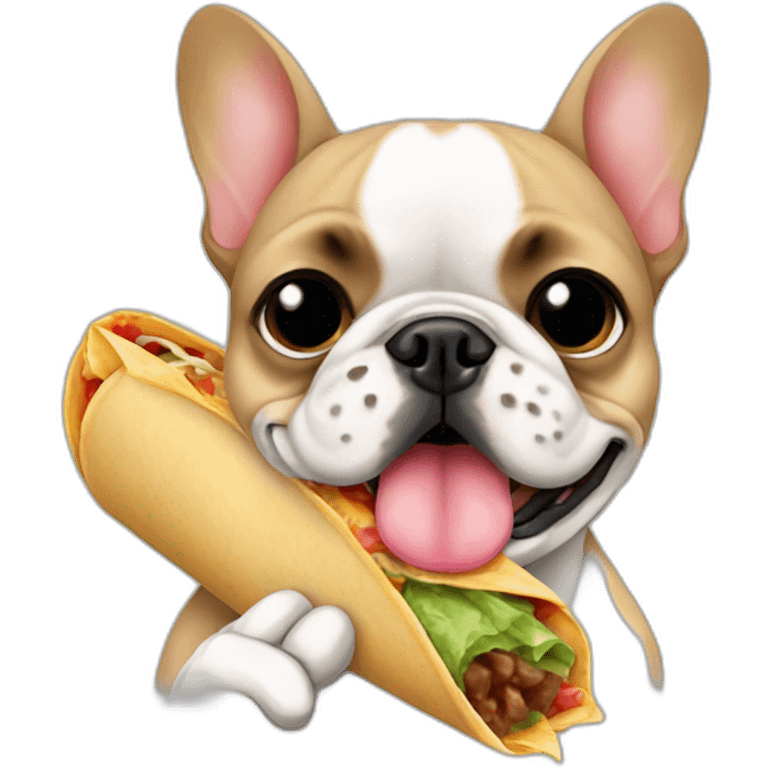 a french bulldog eating a burrito emoji