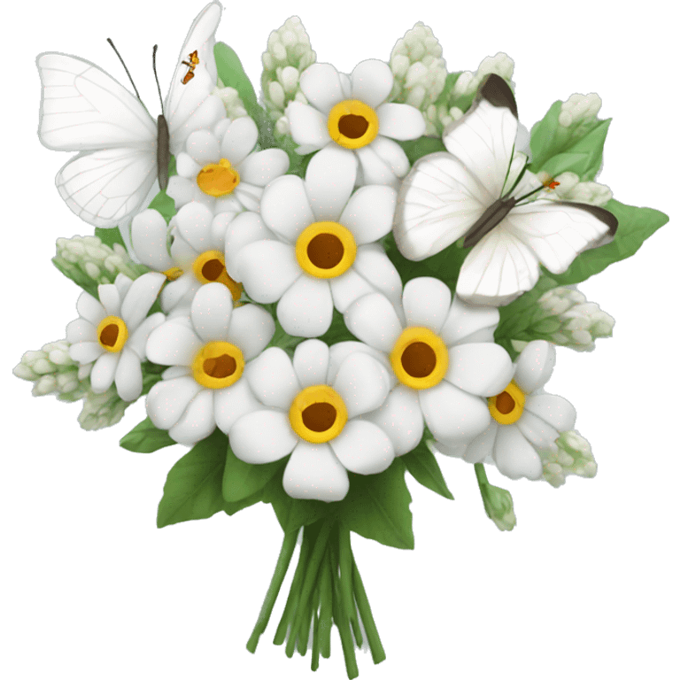 White bouquet with butterflies emoji