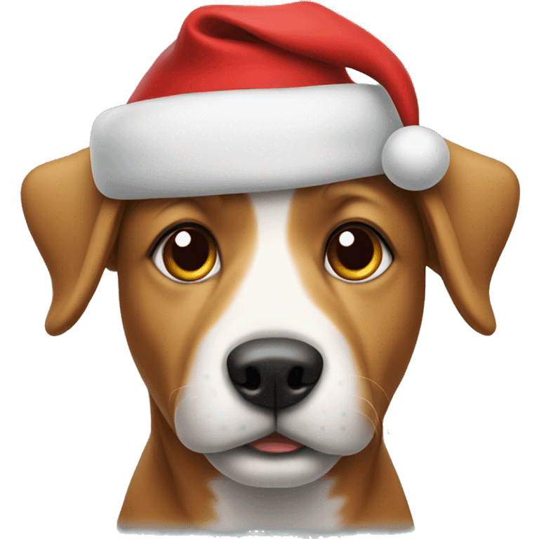 a dog with a christmas hat emoji