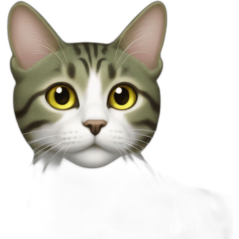 mackerel tabby cat with greenish yellow eyes emoji