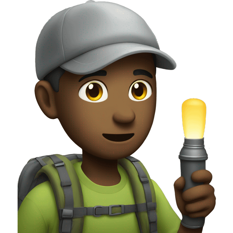 people using a flashlight at night for his camping emoji