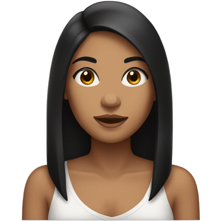 black hair middle part tan girl  emoji