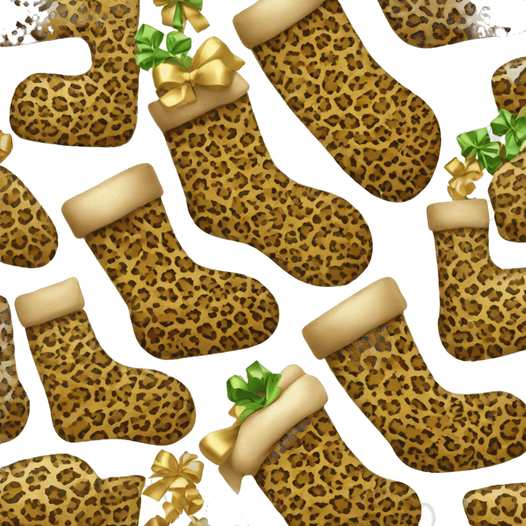 Leopard print Christmas stocking emoji