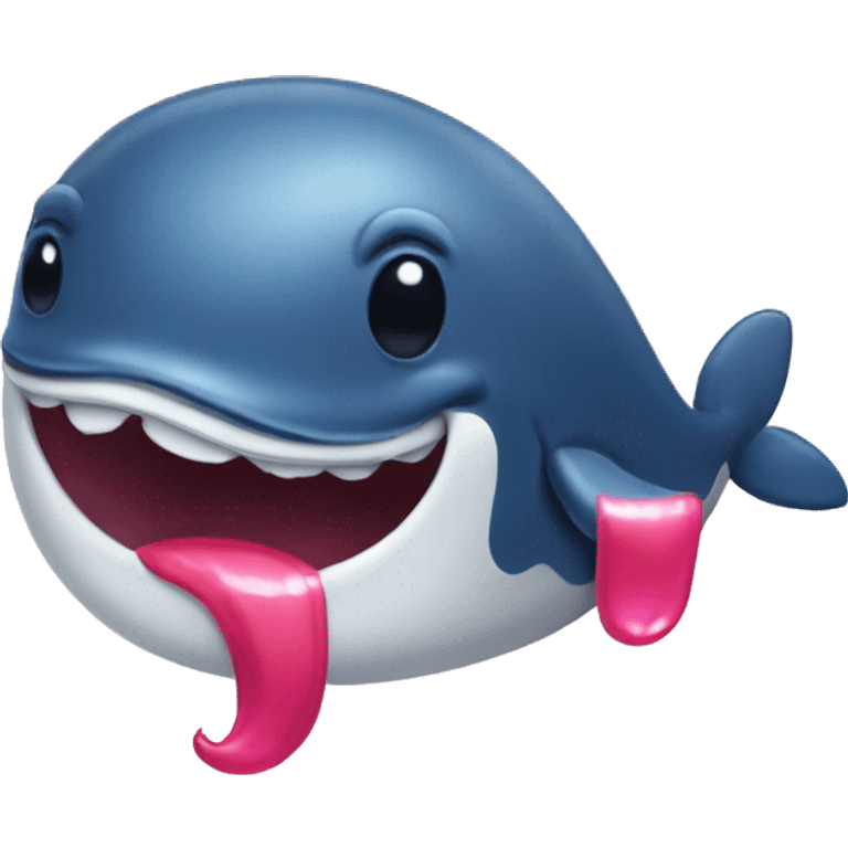 Whale with lipstick and a wig and eyelashes emoji