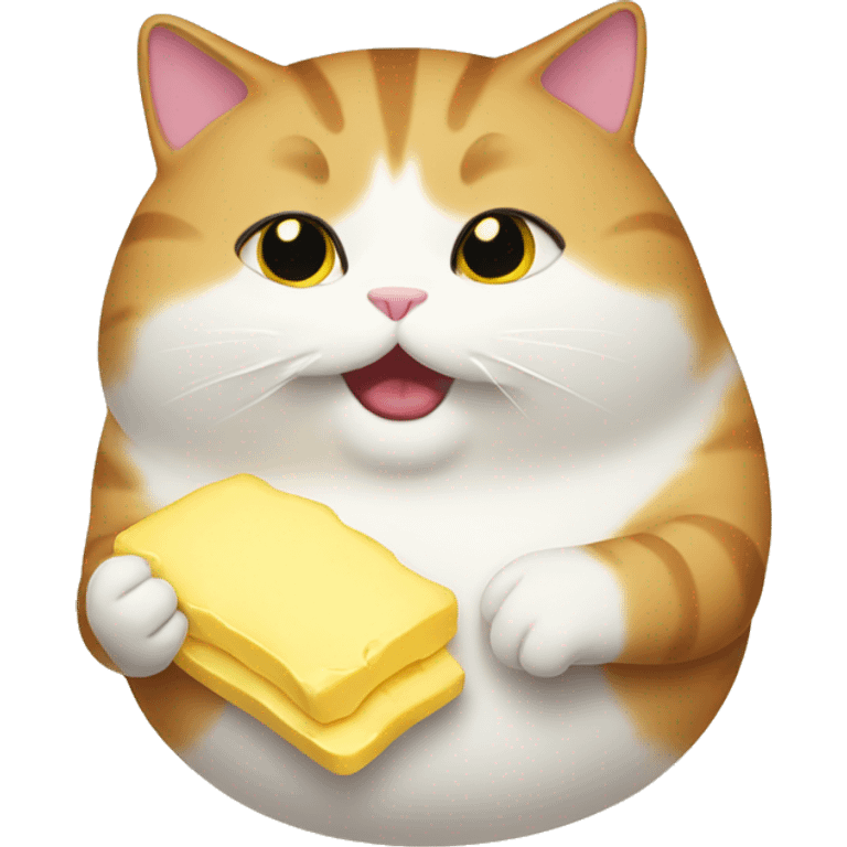 Fat kitty eating butter emoji