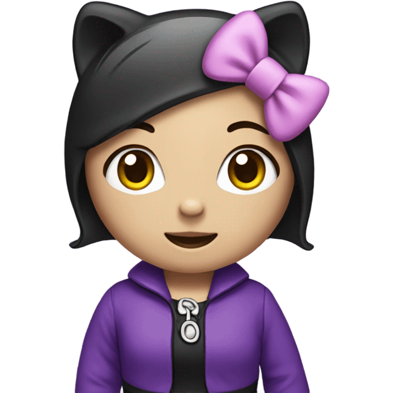 Hello kitty wearing purple and black emoji