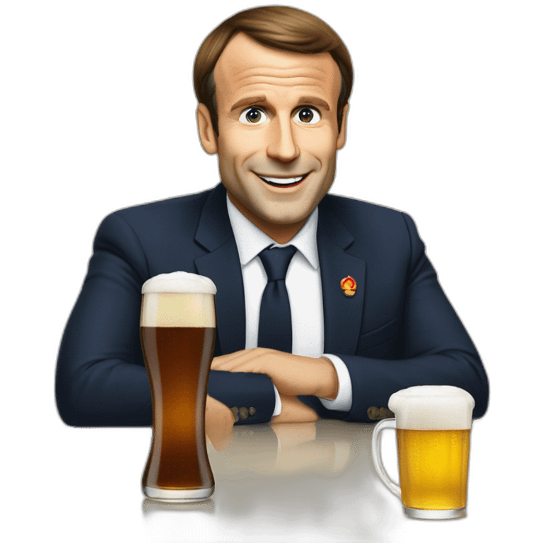 Macron qui boit de la biere emoji