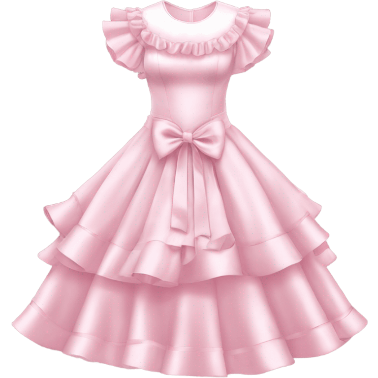 Satin pink pastel soft tiana ruffle dress and add pink ribbons ( JUST DRESSSSS) emoji