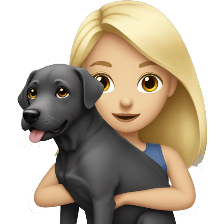 Blonde girl with charcoal lab emoji