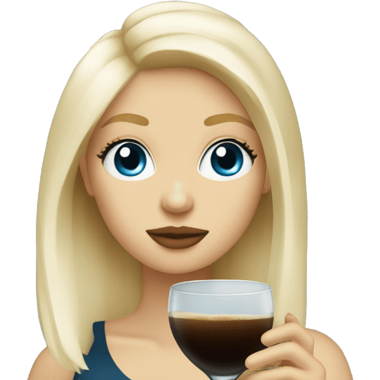 blonde hair blue eye girl drinking espresso martini  emoji