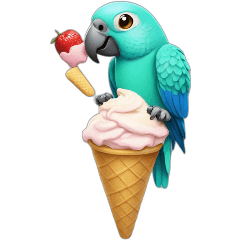 parrot eating ice cream emoji