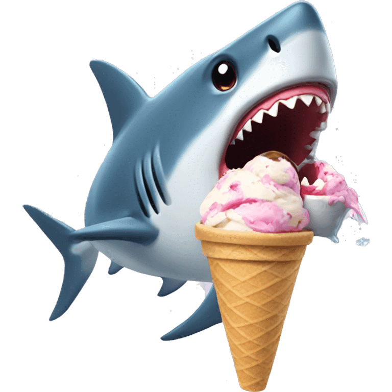 Shark eating ice cream emoji