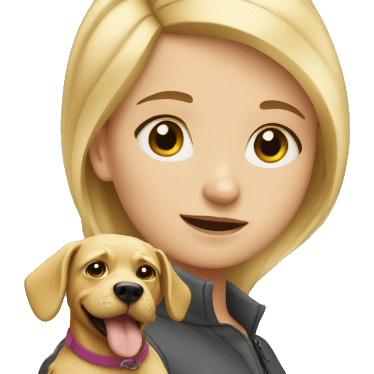 blonde girl with dog emoji