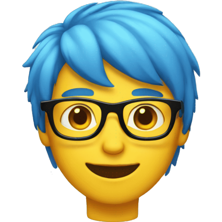 Boy with blue hair, yellow skin and red glasses  emoji