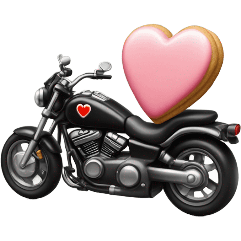 cookie heart with black motorcycle  emoji